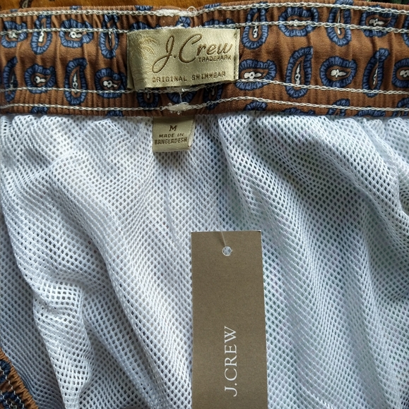 E J.Crew Multi Color Paisley Print 6" Stretch Swim Trunk Shorts NWT Size M - Picture 10 of 11